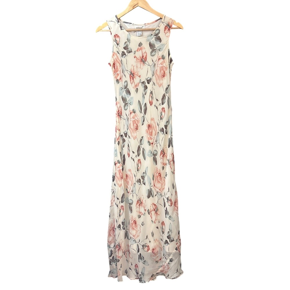 Vintage 90's American Angel Maxi Dress Cottagecore Romantic Floral Rose 004